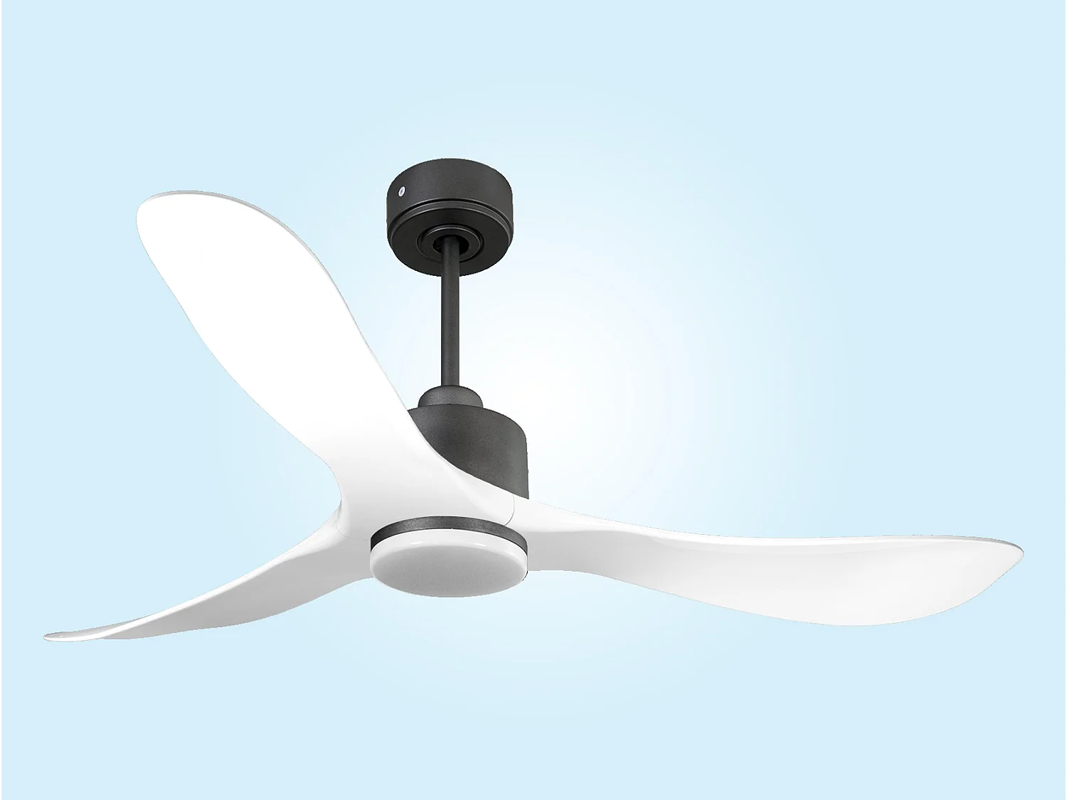 Ventilateur de plafond Réversible  Thermostat Dimmable Wifi Moteur à courant continu Toits en pente Télécommande Lumière à trois tons Hypersilence Mémoire