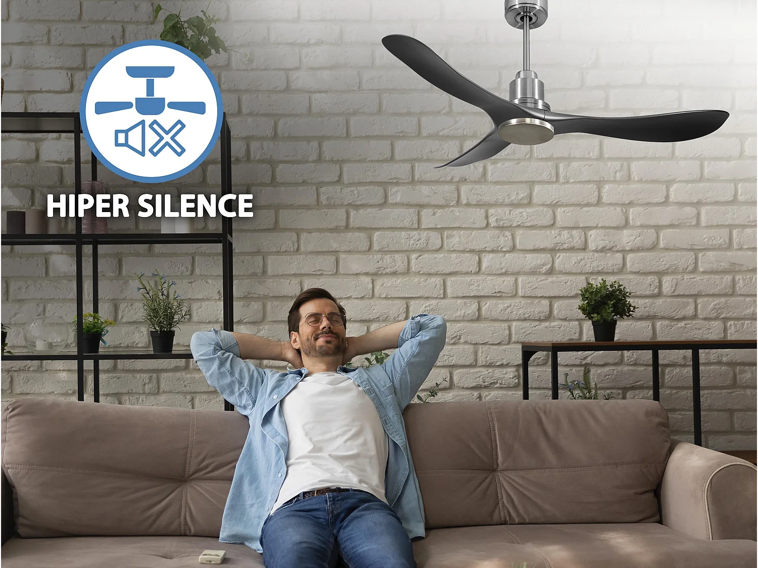 Ventilateur de plafond Réversible  Thermostat Wifi Moteur à courant continu Toits en pente Télécommande Hypersilence Mémoire