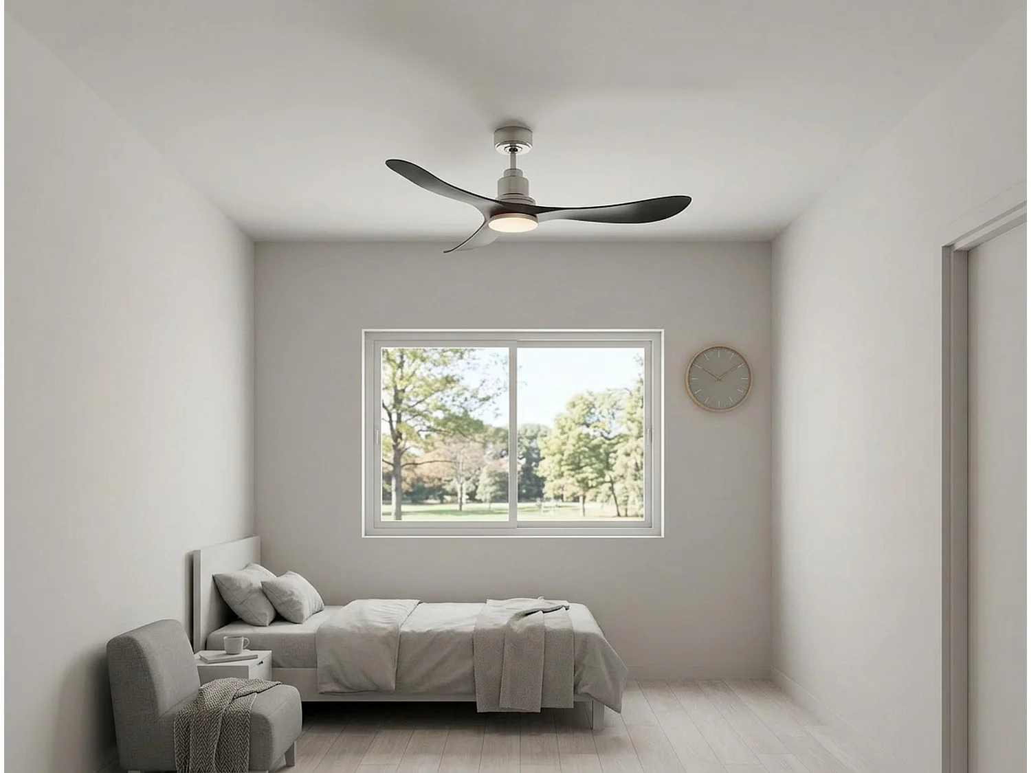 Ventilateur de plafond Réversible  Thermostat Wifi Moteur à courant continu Toits en pente Télécommande Hypersilence Mémoire