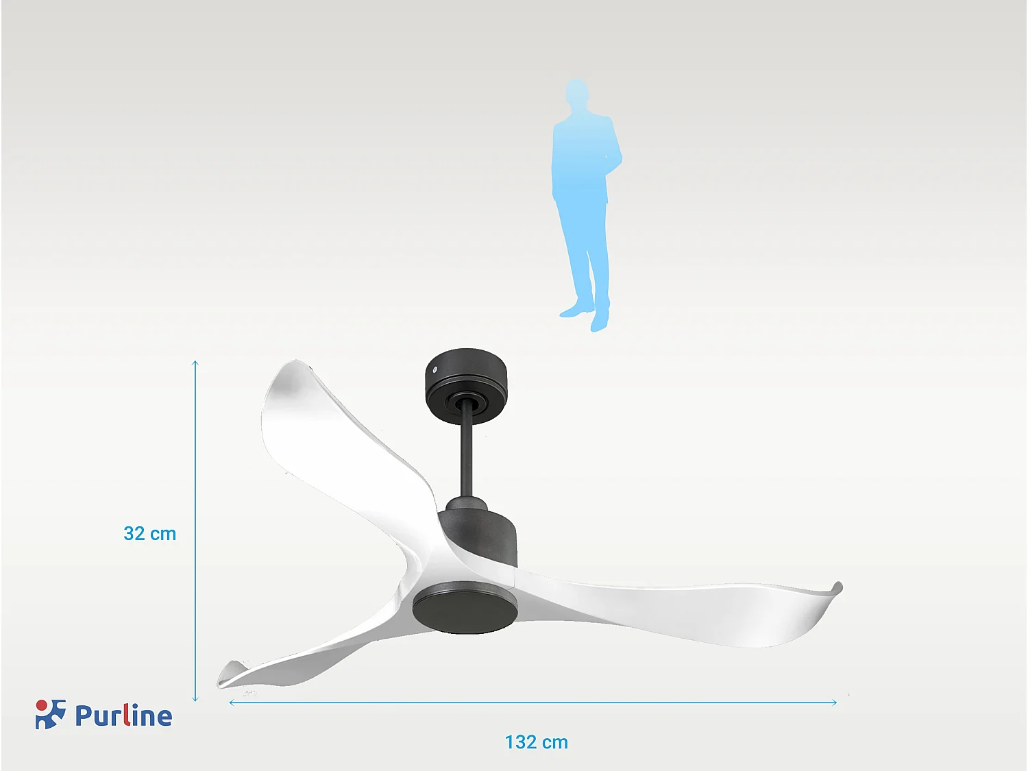 Ventilateur de plafond Réversible  Thermostat Wifi Moteur à courant continu Toits en pente Télécommande Adaptateur 2/3 Lames Hypersilence Mémoire