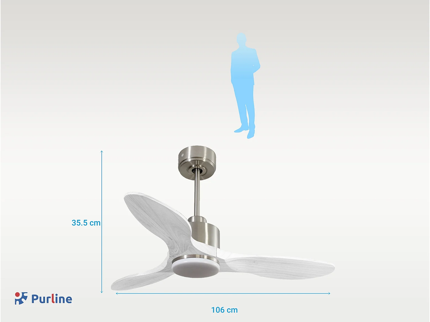 Ventilateur de plafond Réversible  Thermostat Dimmable Wifi Moteur à courant continu Toits en pente Télécommande Lumière à trois tons Hypersilence Mémoire