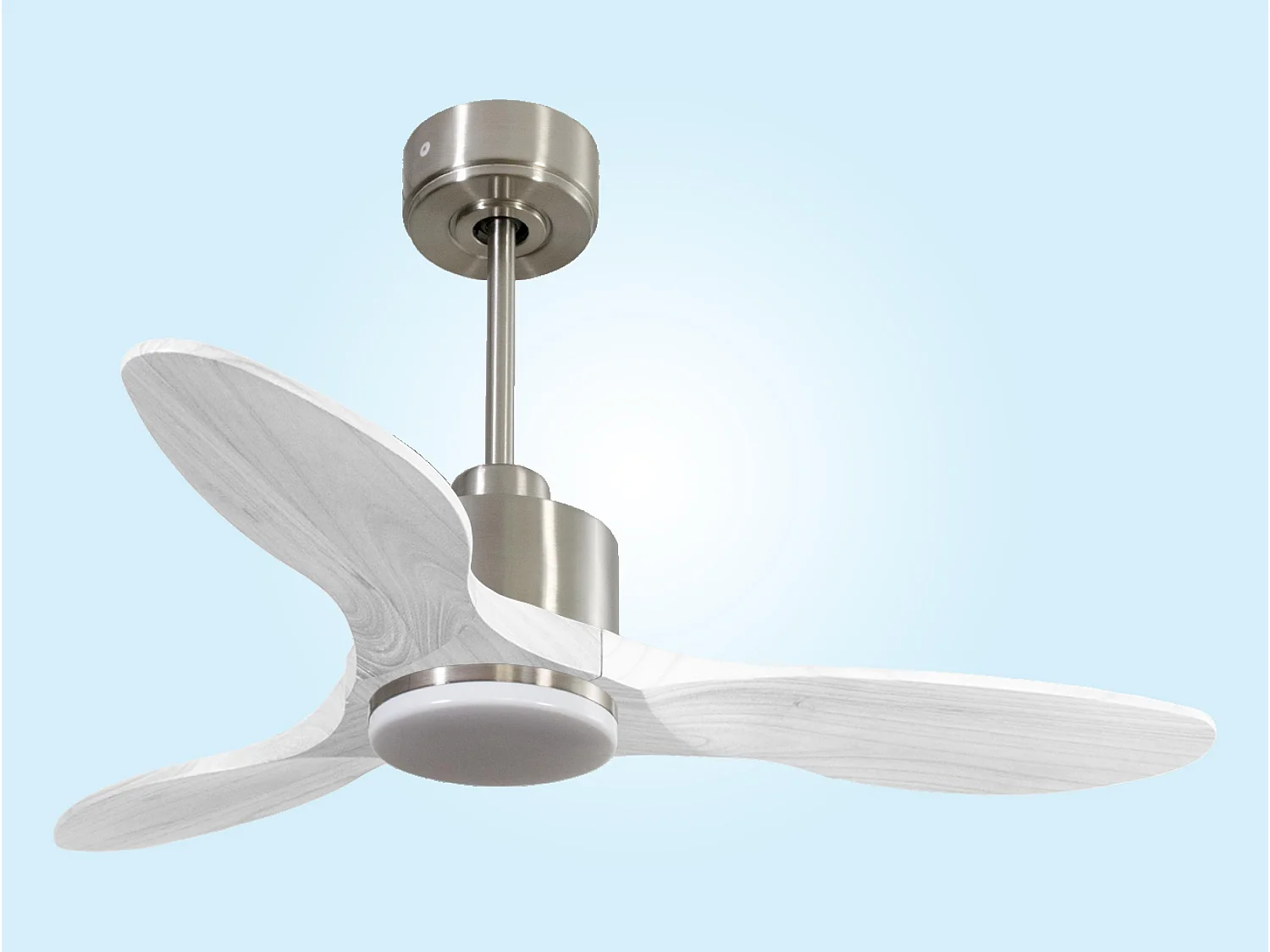 Ventilateur de plafond Réversible  Thermostat Dimmable Wifi Moteur à courant continu Toits en pente Télécommande Lumière à trois tons Hypersilence Mémoire