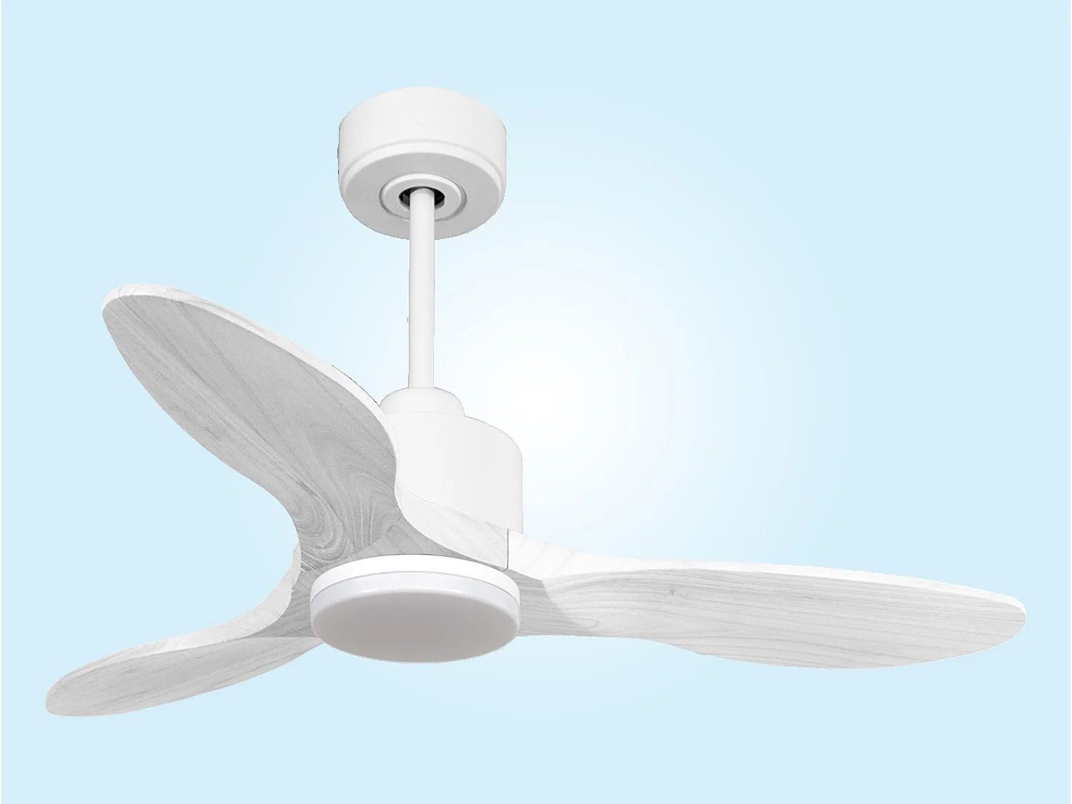 Ventilateur de plafond Réversible  Thermostat Dimmable Wifi Moteur à courant continu Toits en pente Télécommande Lumière à trois tons Hypersilence Mémoire