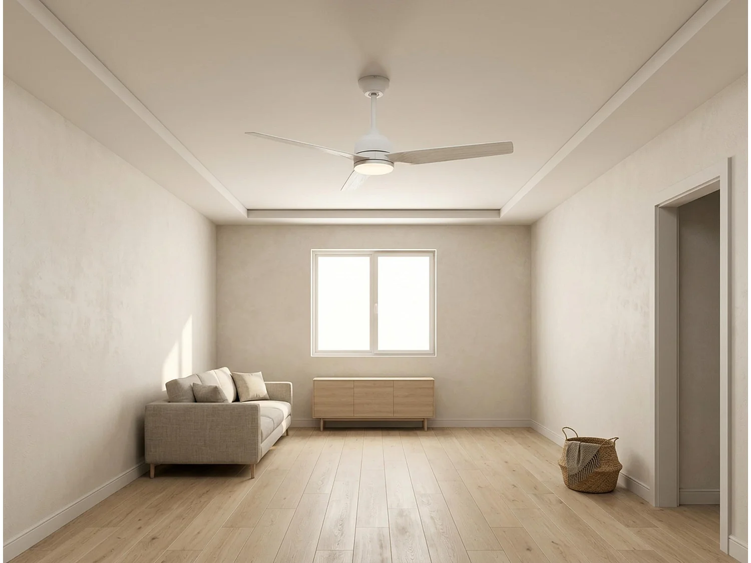 Ventilateur de plafond Réversible  Thermostat Dimmable Wifi Moteur à courant continu Toits en pente Télécommande Lumière à trois tons Hypersilence Mémoire