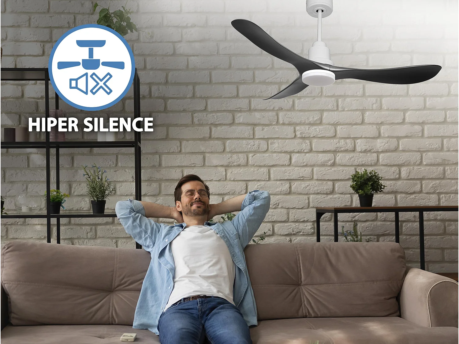 Ventilateur de plafond Réversible  Thermostat Dimmable Wifi Moteur à courant continu Toits en pente Télécommande Lumière à trois tons Hypersilence Mémoire