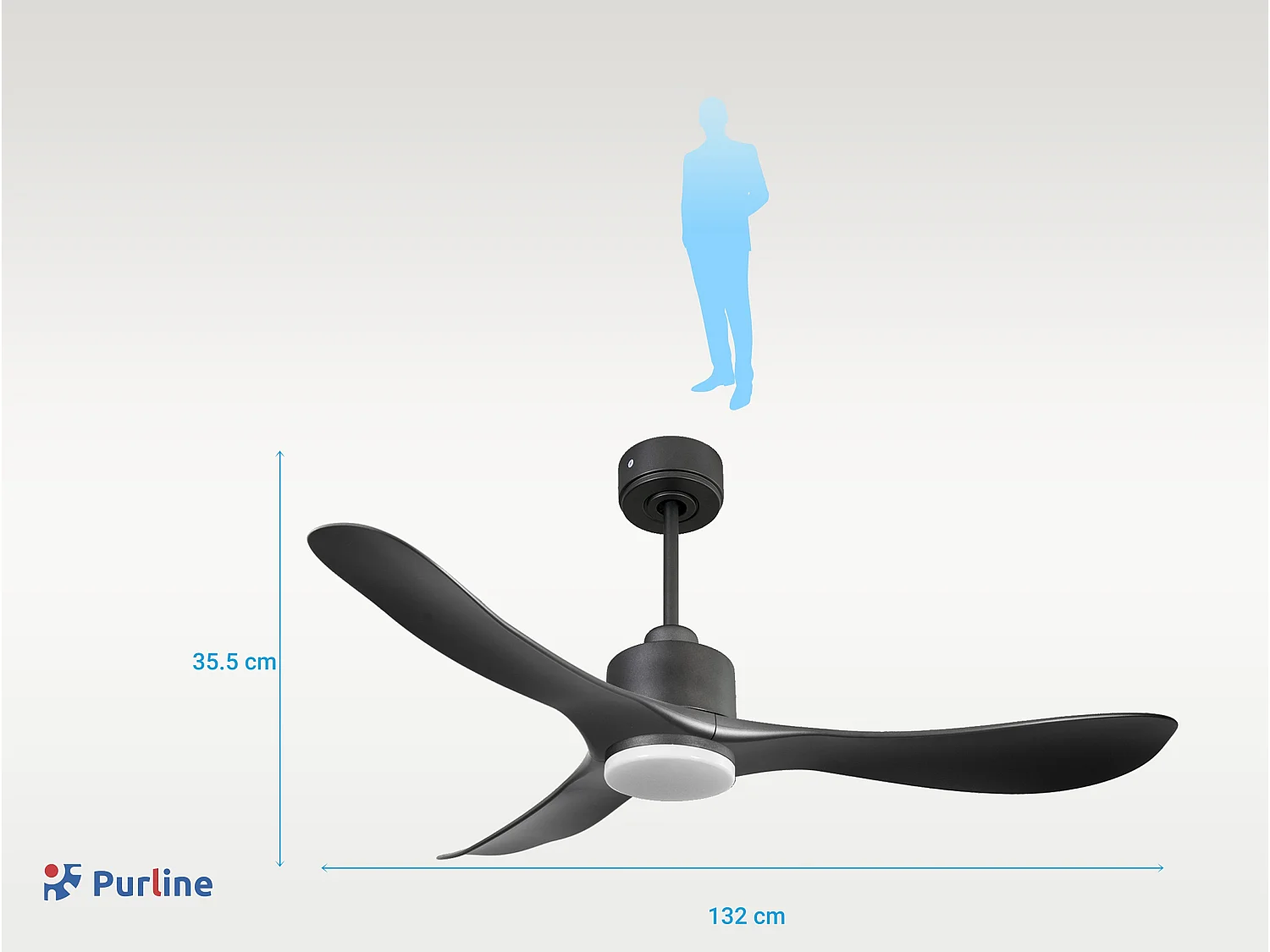 Ventilateur de plafond Réversible  Thermostat Dimmable Wifi Moteur à courant continu Toits en pente Télécommande Lumière à trois tons Hypersilence Mémoire
