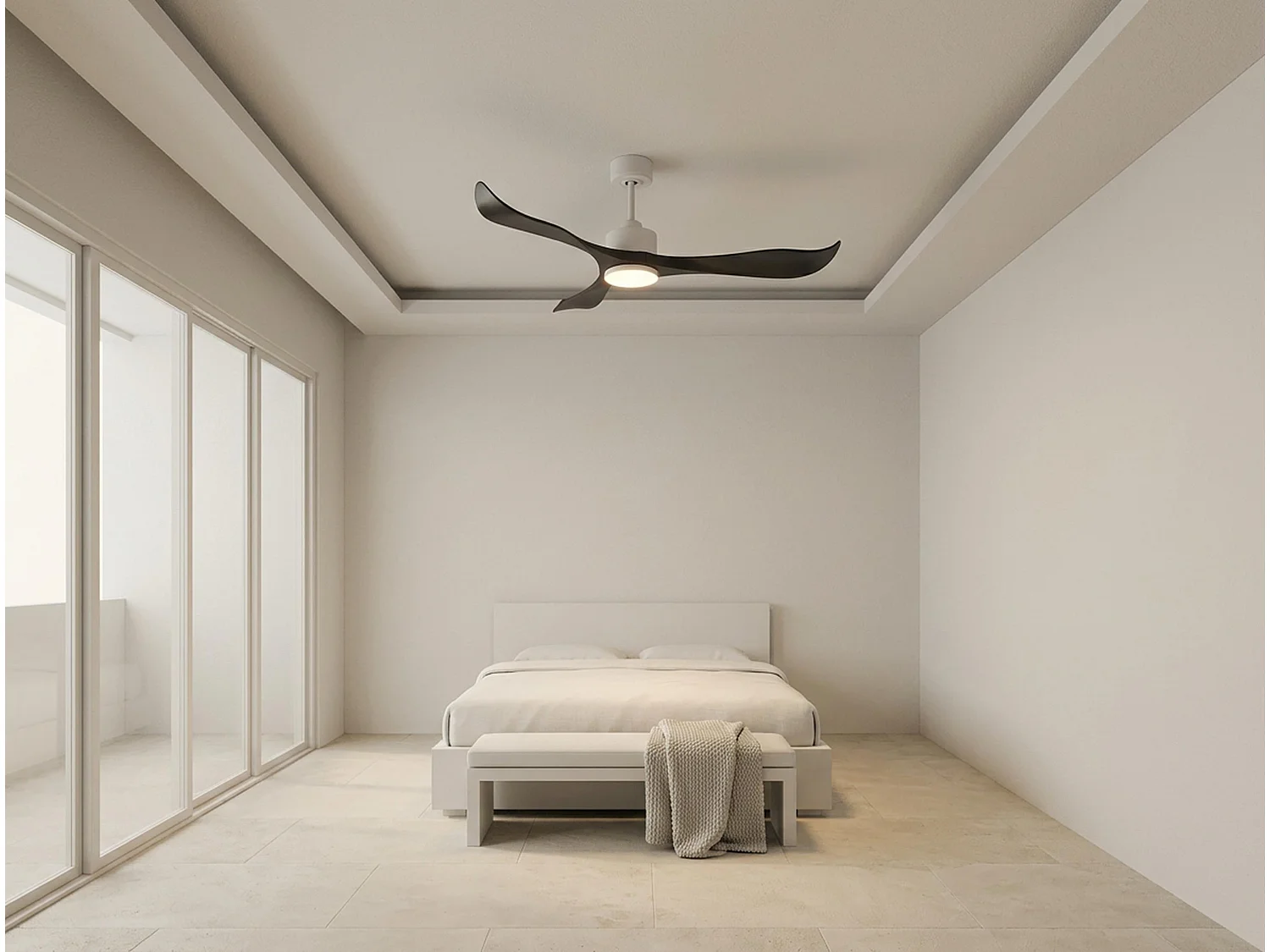 Ventilateur de plafond Réversible  Thermostat Wifi Moteur à courant continu Toits en pente Télécommande Adaptateur 2/3 Lames Hypersilence Mémoire