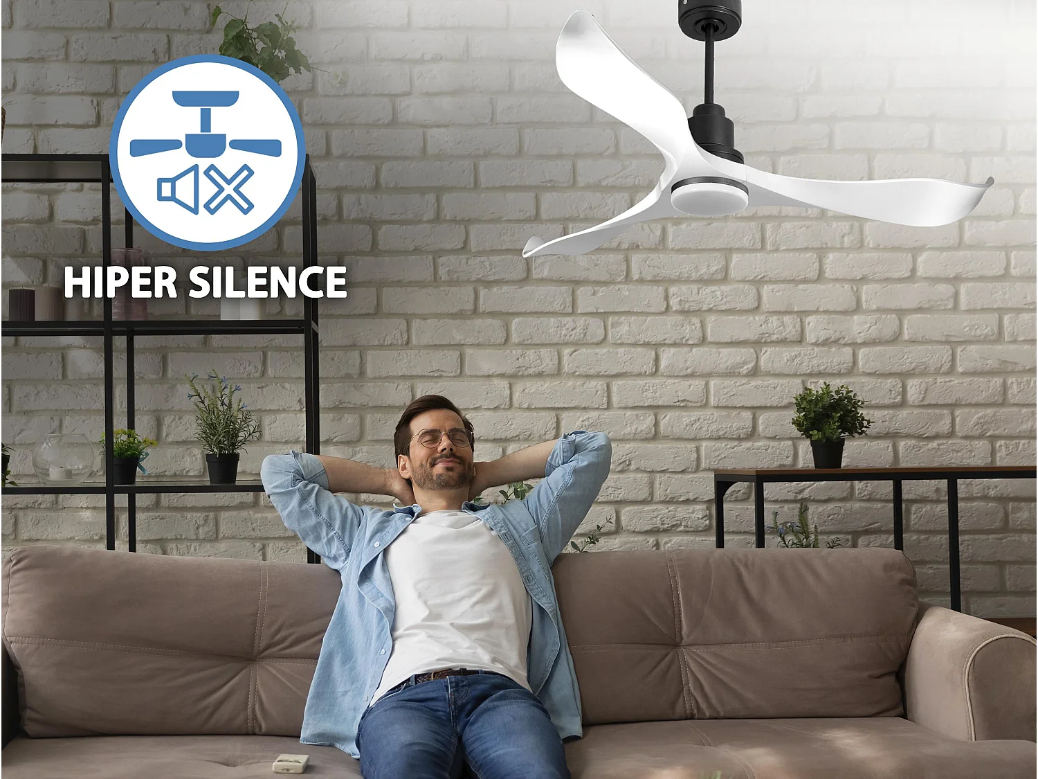 Ventilateur de plafond Réversible  Thermostat Dimmable Wifi Moteur à courant continu Toits en pente Télécommande Lumière à trois tons Adaptateur 2/3 Lames