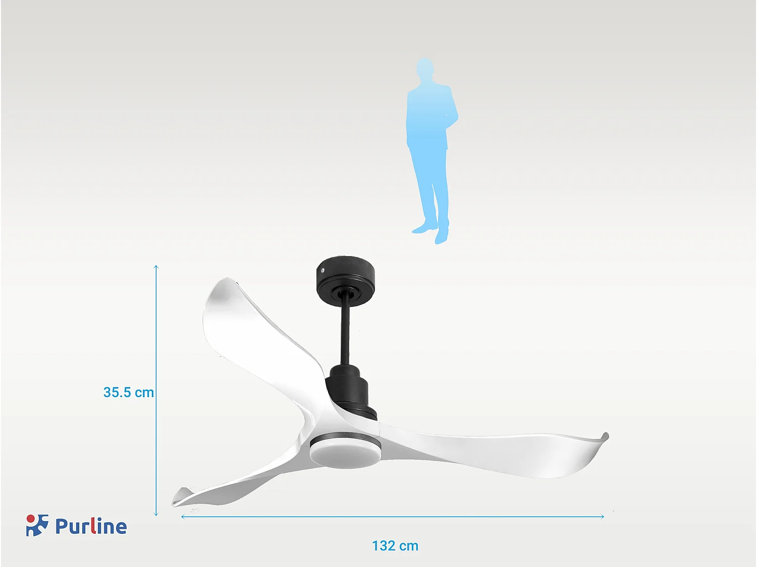Ventilateur de plafond Réversible  Thermostat Dimmable Wifi Moteur à courant continu Toits en pente Télécommande Lumière à trois tons Adaptateur 2/3 Lames