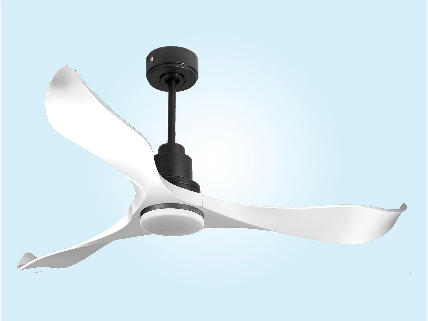 Ventilateur de plafond Réversible  Thermostat Dimmable Wifi Moteur à courant continu Toits en pente Télécommande Lumière à trois tons Adaptateur 2/3 Lames