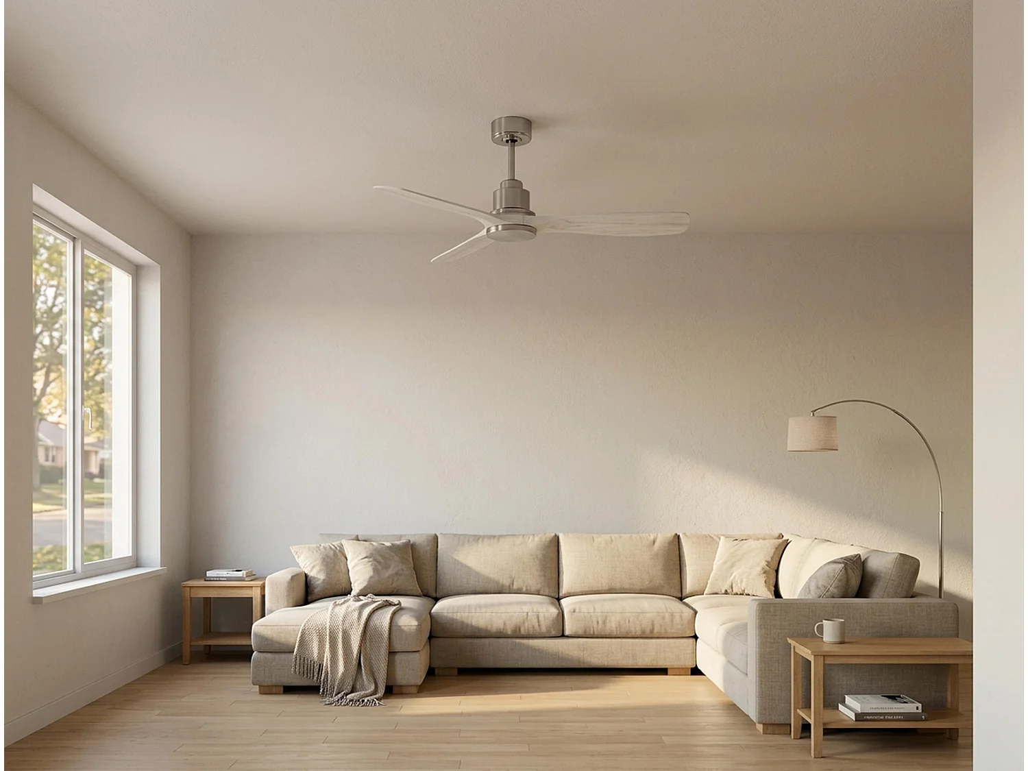 Ventilateur de plafond Réversible  Thermostat Wifi Moteur à courant continu Toits en pente Télécommande Hypersilence Mémoire Shopify Vendible (AUTOMATIQUE)