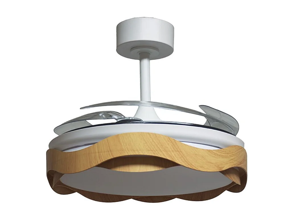 Ventilador Ondas 72W 4 aspas retráctiles blanco/natural Ø108 cm