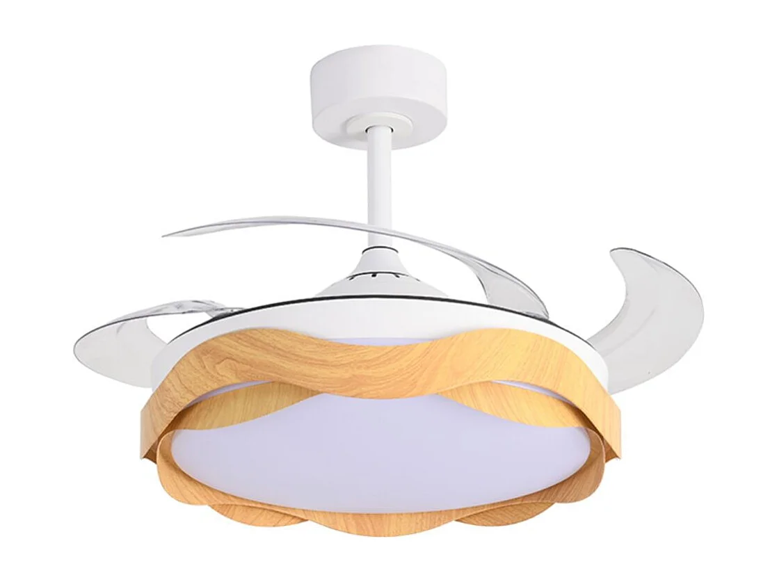 Ventilador Ondas 72W 4 aspas retráctiles blanco/natural Ø108 cm