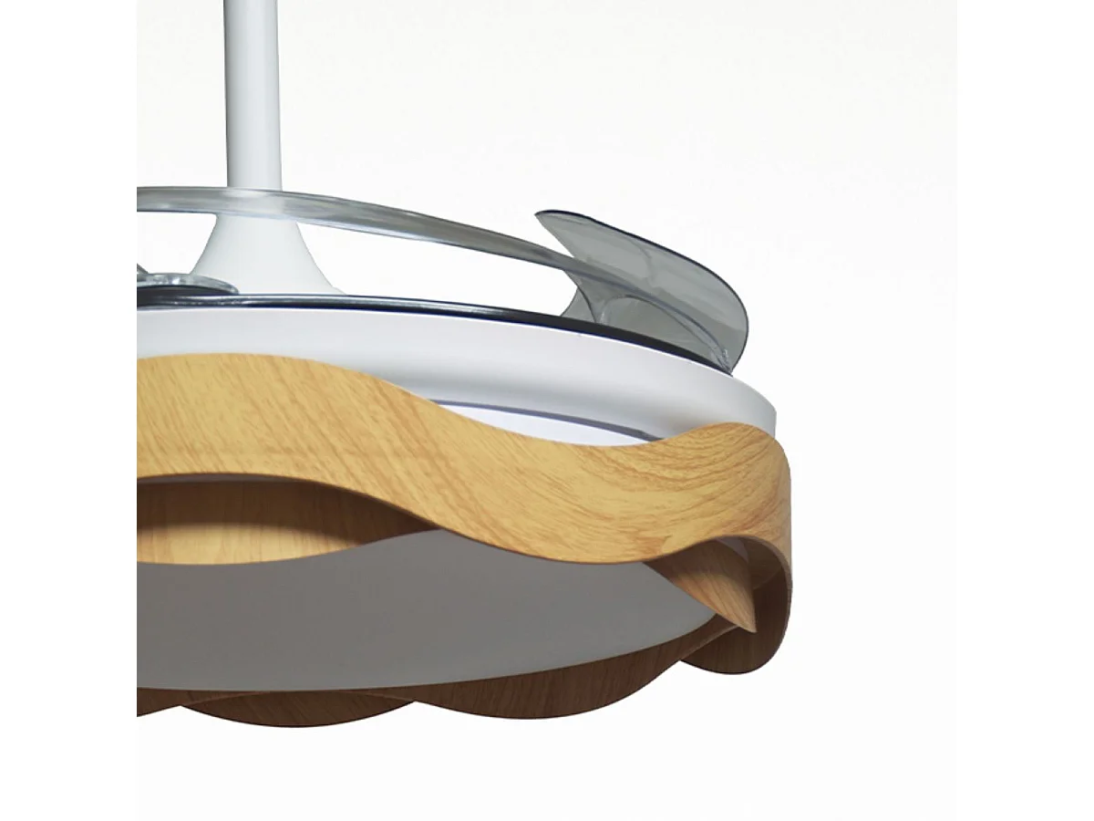 Ventilador Ondas 72W 4 aspas retráctiles blanco/natural Ø108 cm