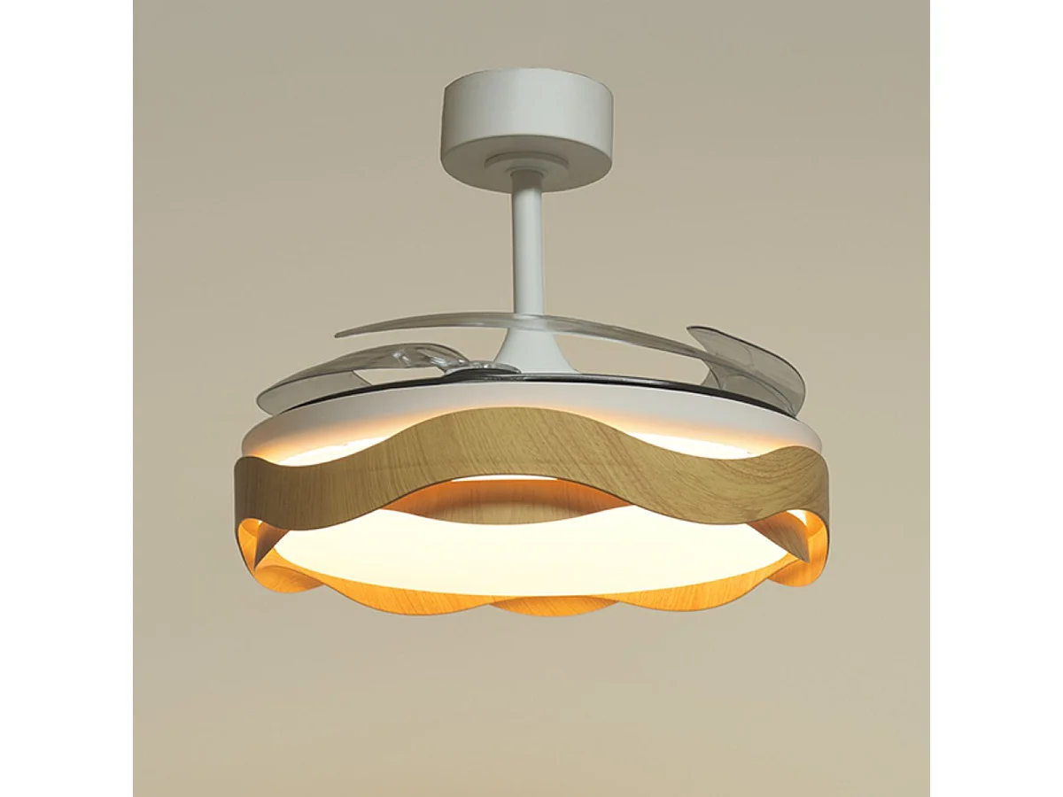 Ventilador Ondas 72W 4 aspas retráctiles blanco/natural Ø108 cm