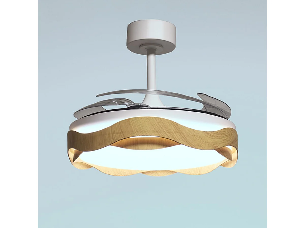 Ventilador Ondas 72W 4 aspas retráctiles blanco/natural Ø108 cm