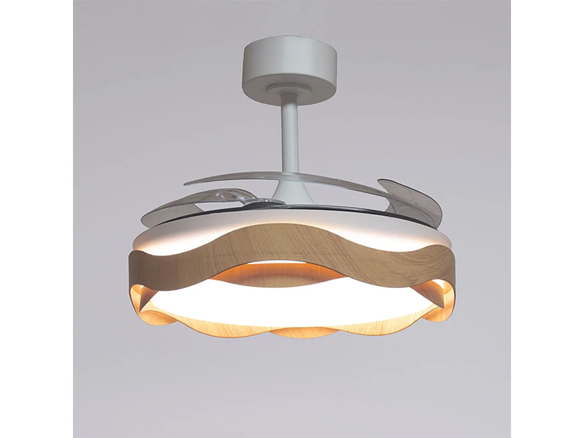 Ventilador Ondas 72W 4 aspas retráctiles blanco/natural Ø108 cm
