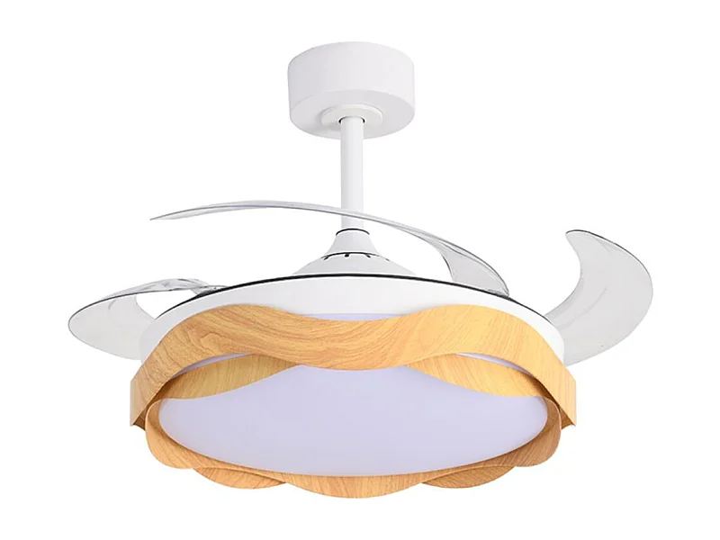 Ventilador Ondas 72W 4 aspas retráctiles blanco/natural Ø108 cm