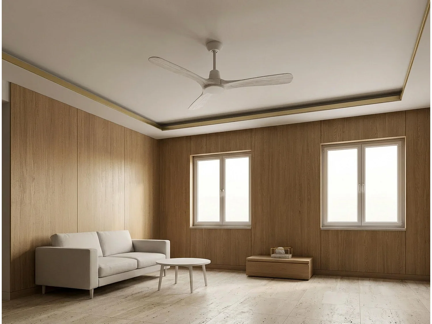 Ventilateur de plafond Réversible  Thermostat Dimmable Wifi Moteur à courant continu Toits en pente Télécommande Lumière à trois tons Hypersilence Mémoire