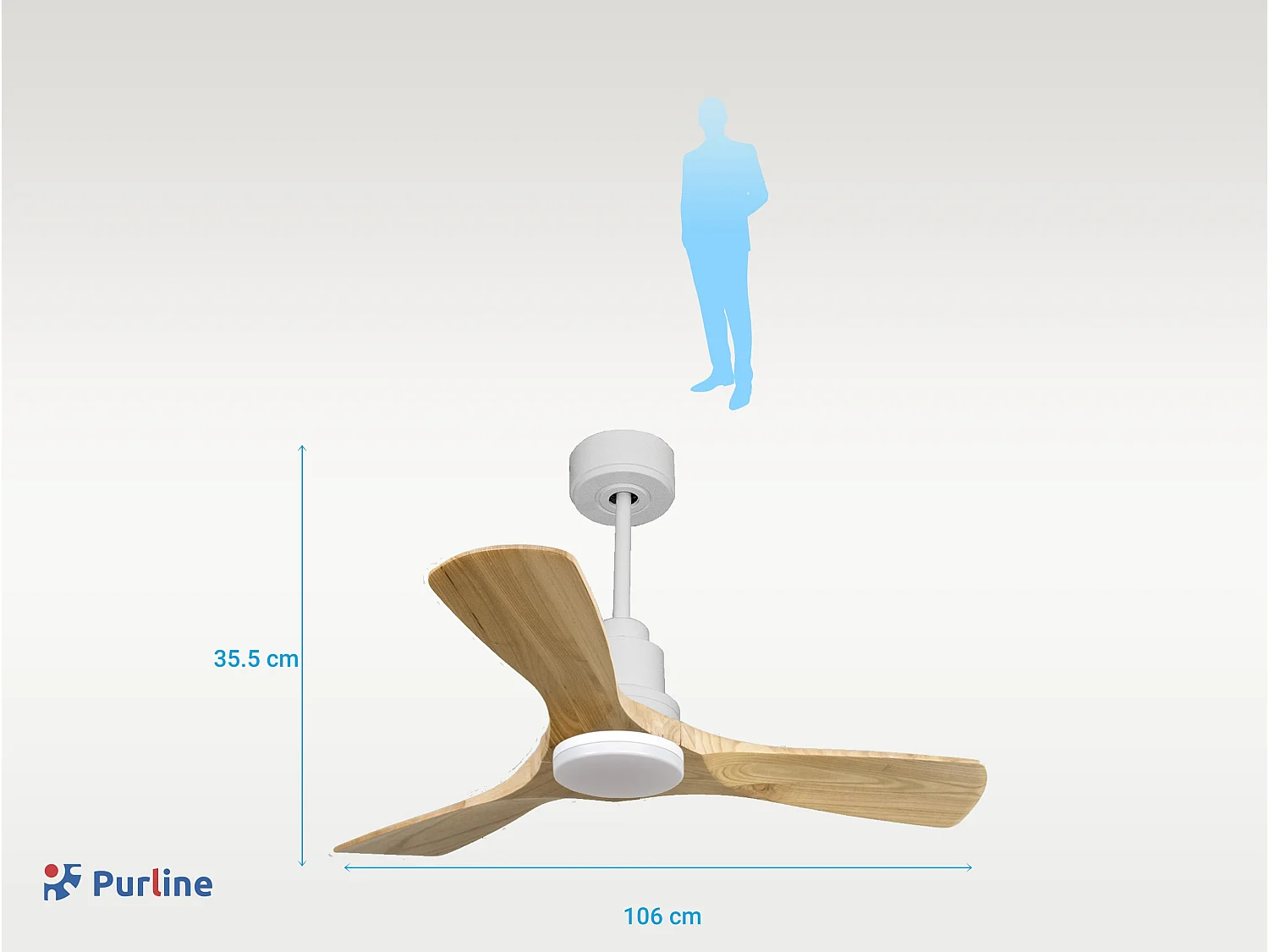 Ventilateur de plafond Réversible  Thermostat Dimmable Wifi Moteur à courant continu Toits en pente Télécommande Lumière à trois tons Hypersilence Mémoire