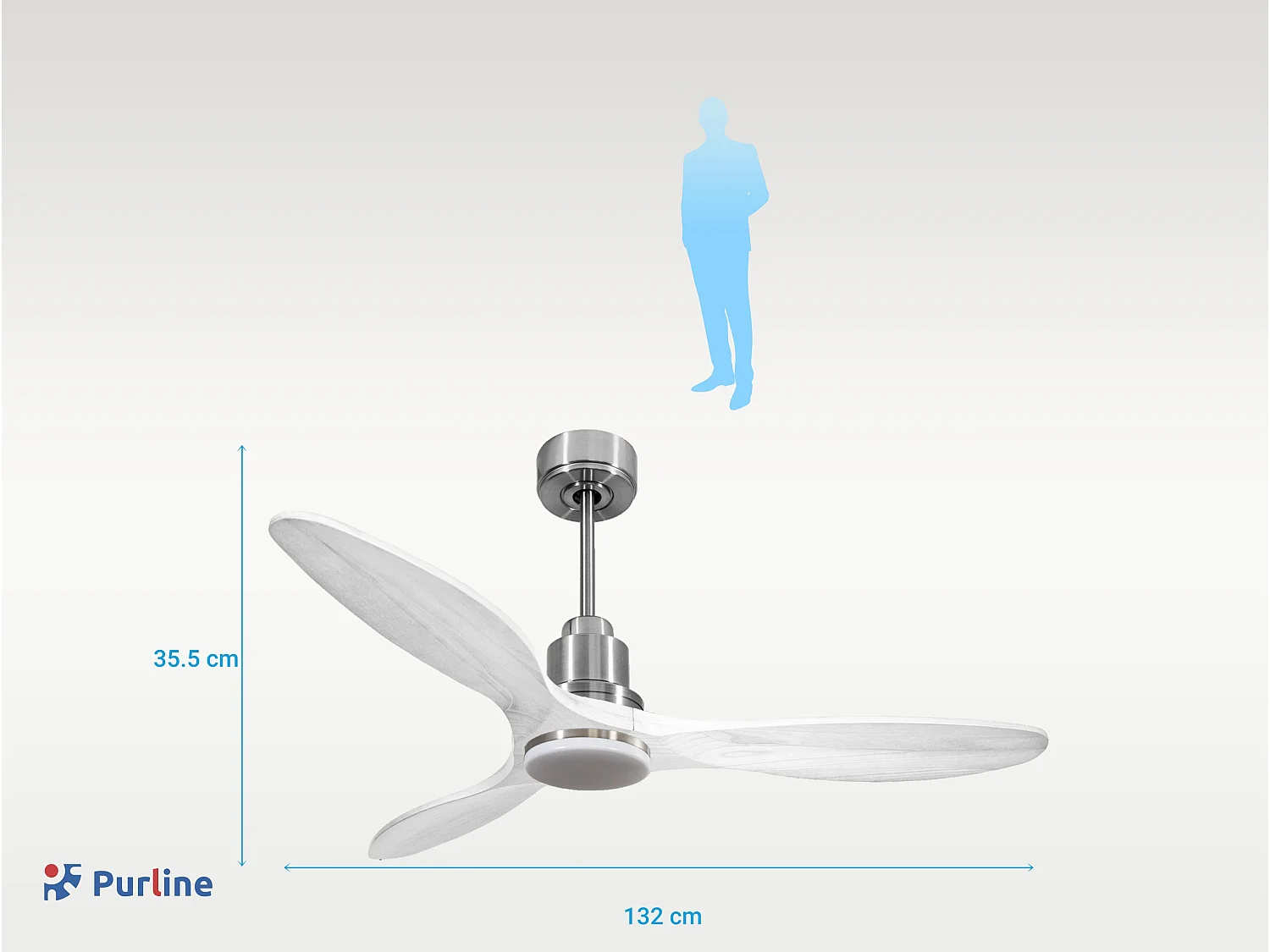Ventilateur de plafond Réversible  Thermostat Dimmable Wifi Moteur à courant continu Toits en pente Télécommande Lumière à trois tons Hypersilence Mémoire