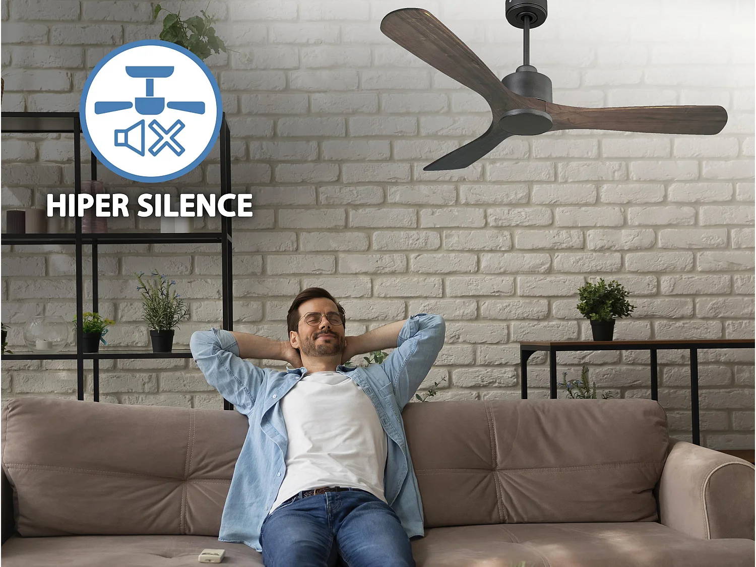 Ventilateur de plafond Réversible  Thermostat Wifi Moteur à courant continu Toits en pente Télécommande Hypersilence Mémoire