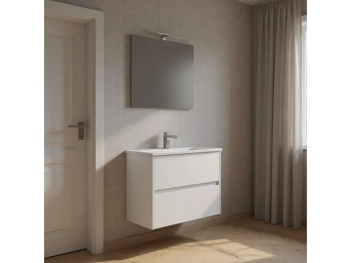 Mueble de baño Lhotse con lavabo y espejo blanco 80 cm