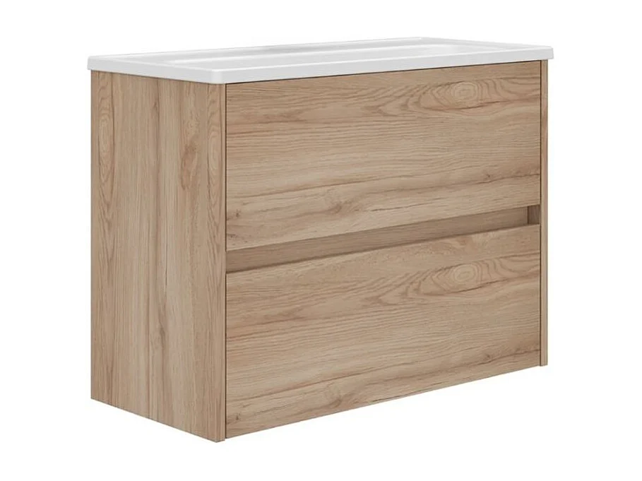 Mueble de baño Lhotse con lavabo y espejo natural 80 cm