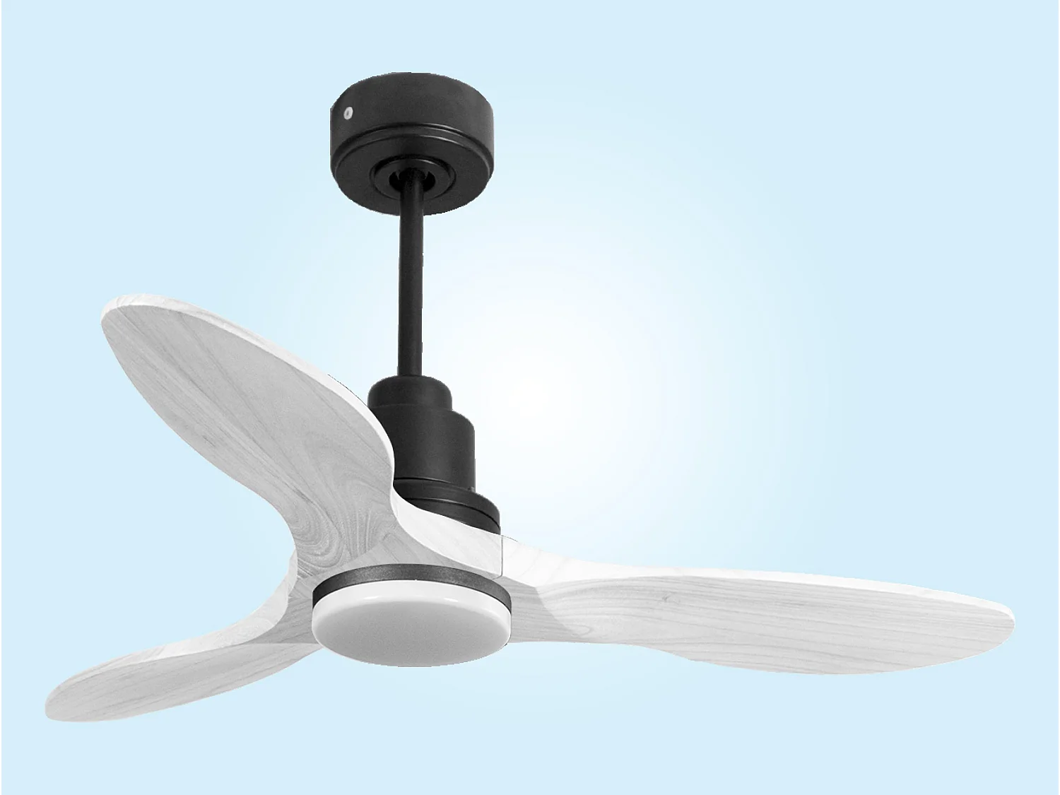 Ventilateur de plafond Réversible  Thermostat Dimmable Wifi Moteur à courant continu Toits en pente Télécommande Lumière à trois tons Hypersilence Mémoire