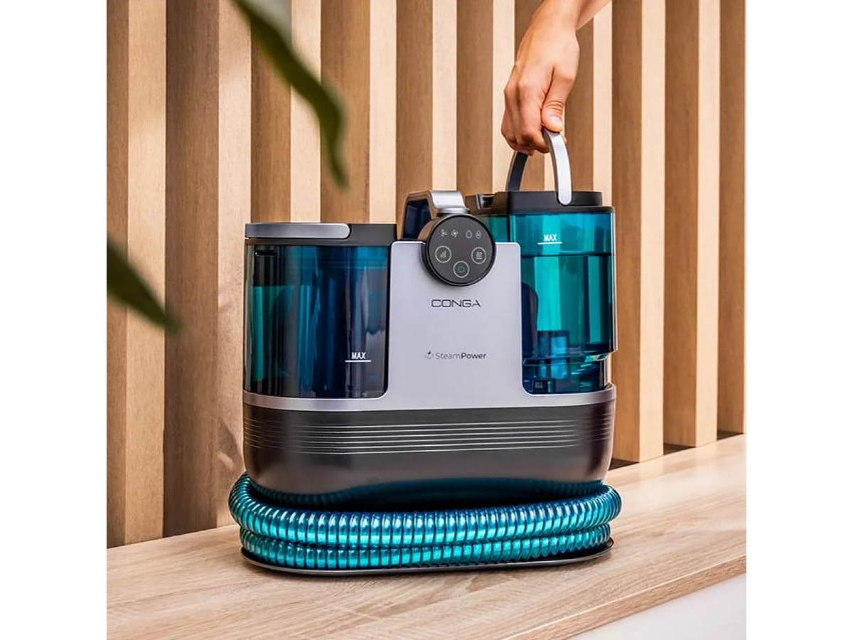 Aspirador de tapicerías Cecotec Conga 7000 Carpet&Spot Clean Steam XXL 1700W 2 depósitos gris/azul