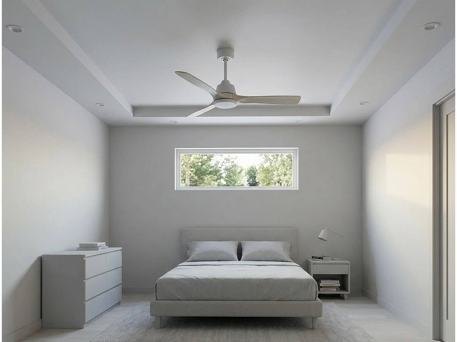 Ventilateur de plafond Réversible  Thermostat Wifi Moteur à courant continu Toits en pente Télécommande Hypersilence Mémoire Shopify Vendible (AUTOMATIQUE)
