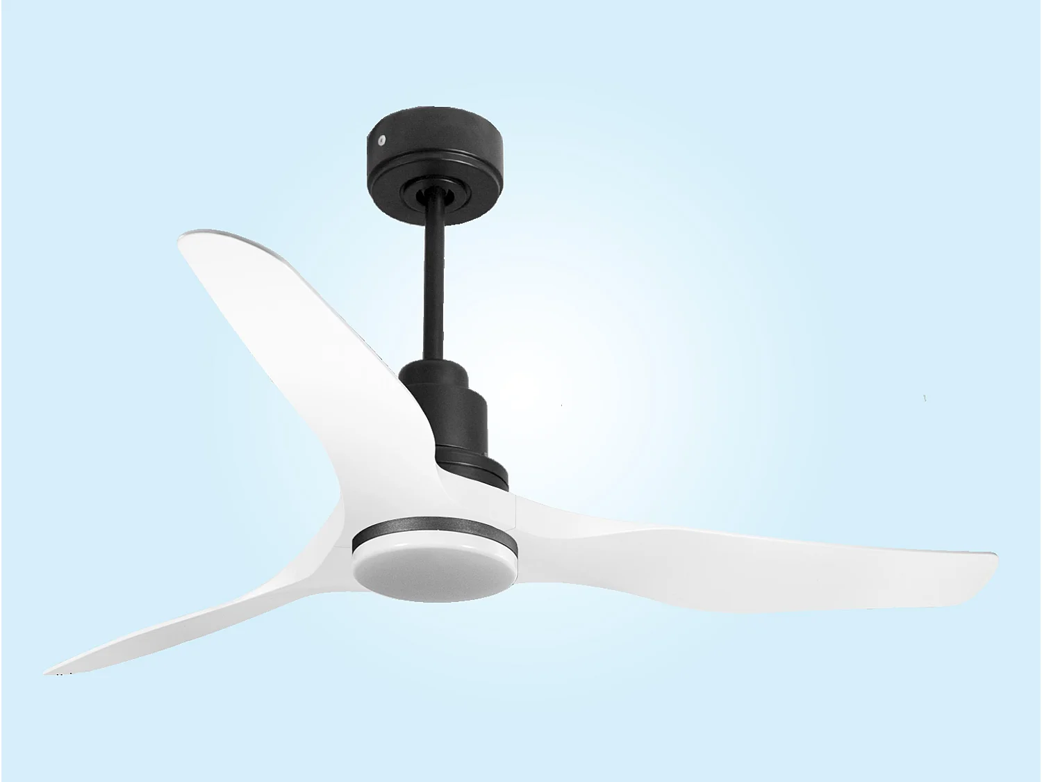 Ventilateur de plafond Réversible  Thermostat Dimmable Wifi Moteur à courant continu Toits en pente Télécommande Lumière à trois tons Adaptateur 2/3 Lames