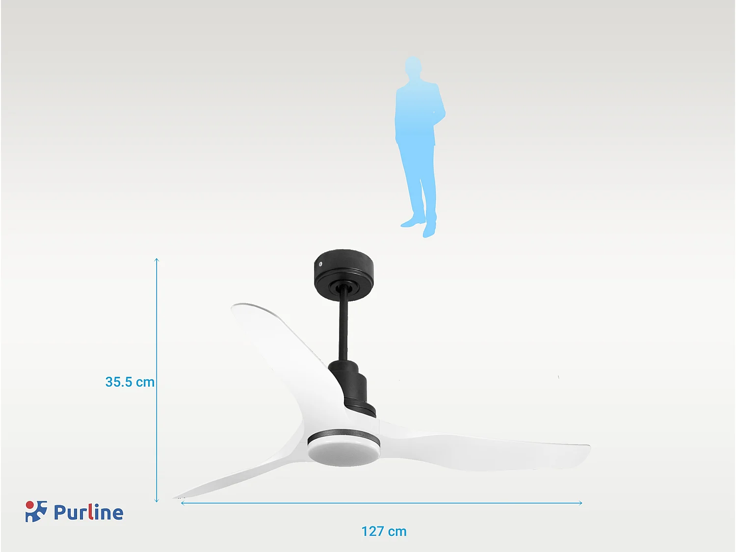 Ventilateur de plafond Réversible  Thermostat Dimmable Wifi Moteur à courant continu Toits en pente Télécommande Lumière à trois tons Adaptateur 2/3 Lames