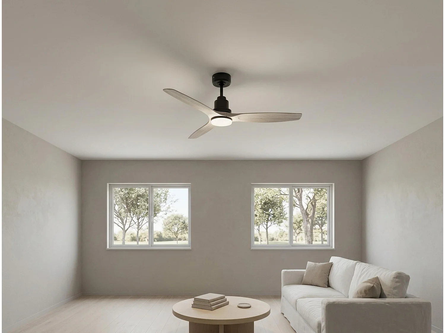 Ventilateur de plafond Réversible  Thermostat Dimmable Wifi Moteur à courant continu Toits en pente Télécommande Lumière à trois tons Hypersilence Mémoire