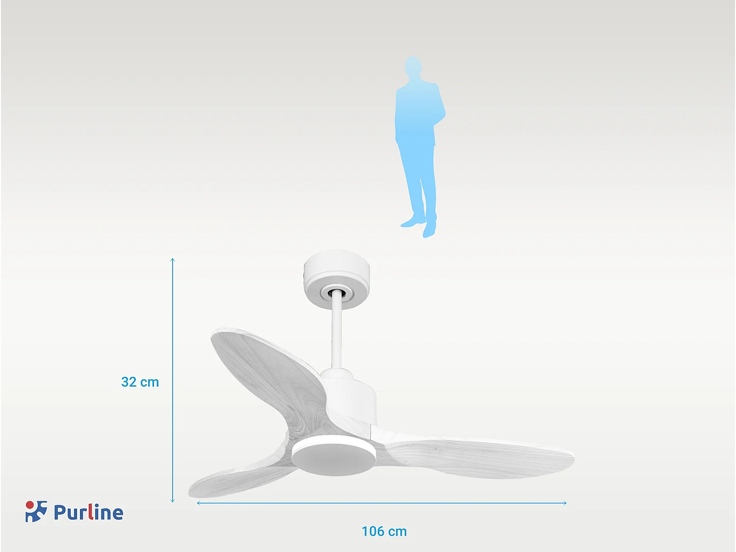 Ventilateur de plafond Réversible  Thermostat Wifi Moteur à courant continu Toits en pente Télécommande Hypersilence Mémoire Shopify Vendible (AUTOMATIQUE)