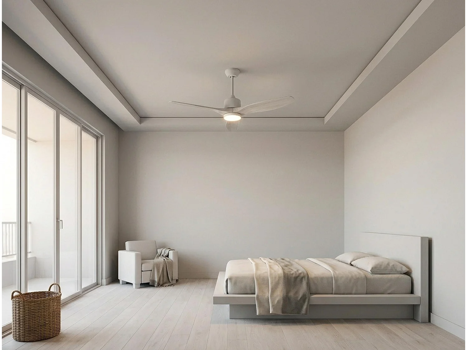 Ventilateur de plafond Réversible  Thermostat Wifi Moteur à courant continu Toits en pente Télécommande Hypersilence Mémoire Shopify Vendible (AUTOMATIQUE)