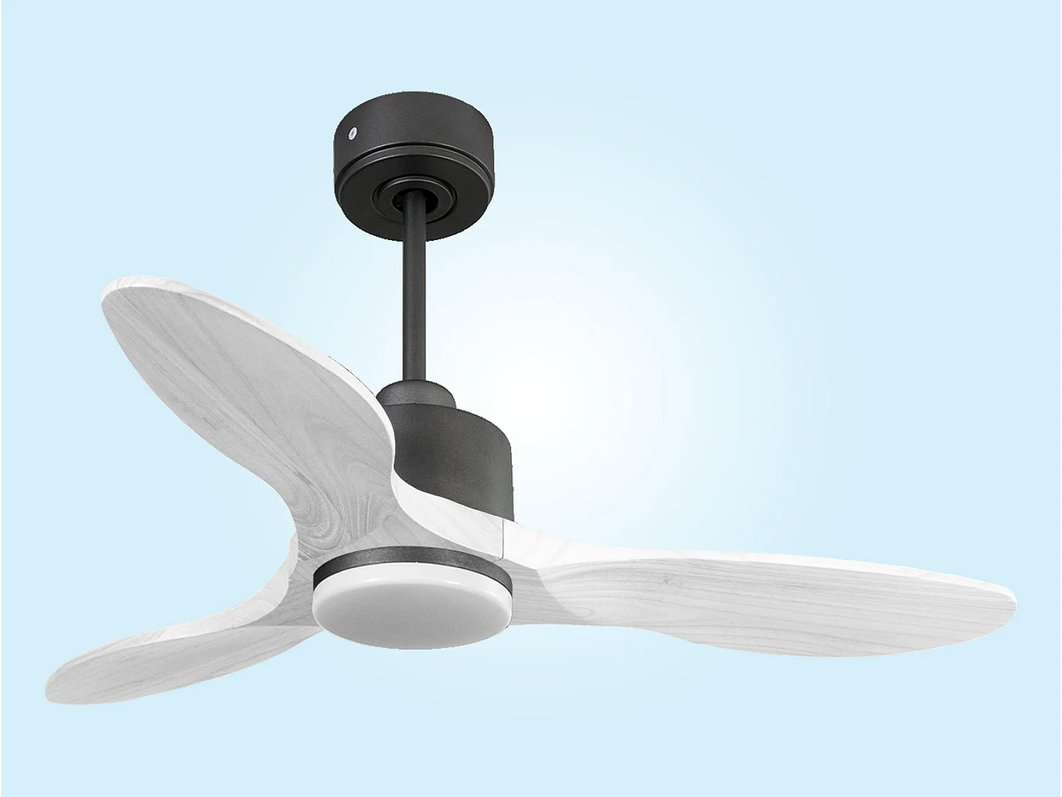 Ventilateur de plafond Réversible  Thermostat Dimmable Wifi Moteur à courant continu Toits en pente Télécommande Lumière à trois tons Hypersilence Mémoire