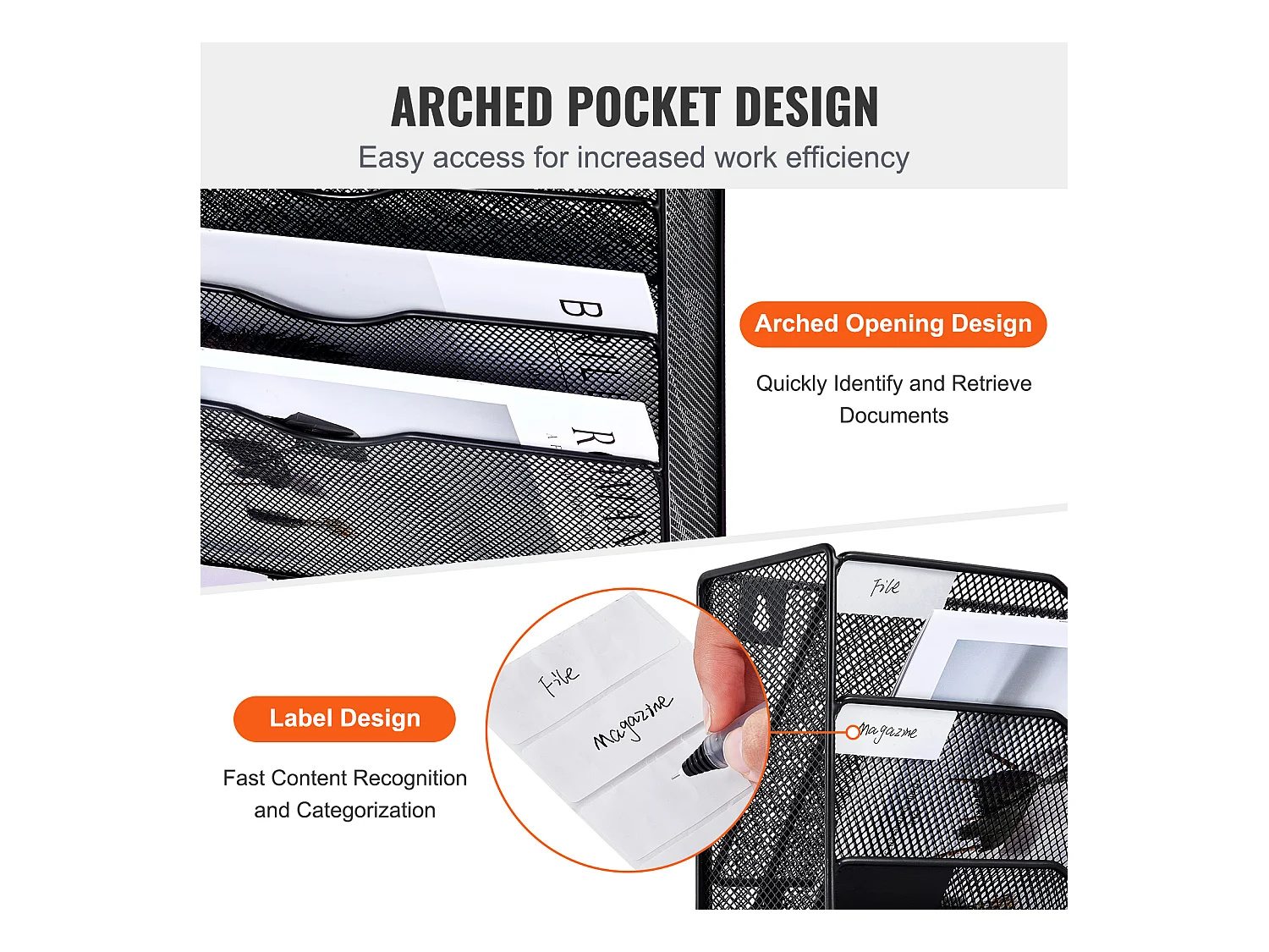 Wandsteun SucceBuy voor Nettenmapjes, 2 Stukken 10 Vakken voor Kantoor School, voor Documenten en Andere Kleine Voorwerpen