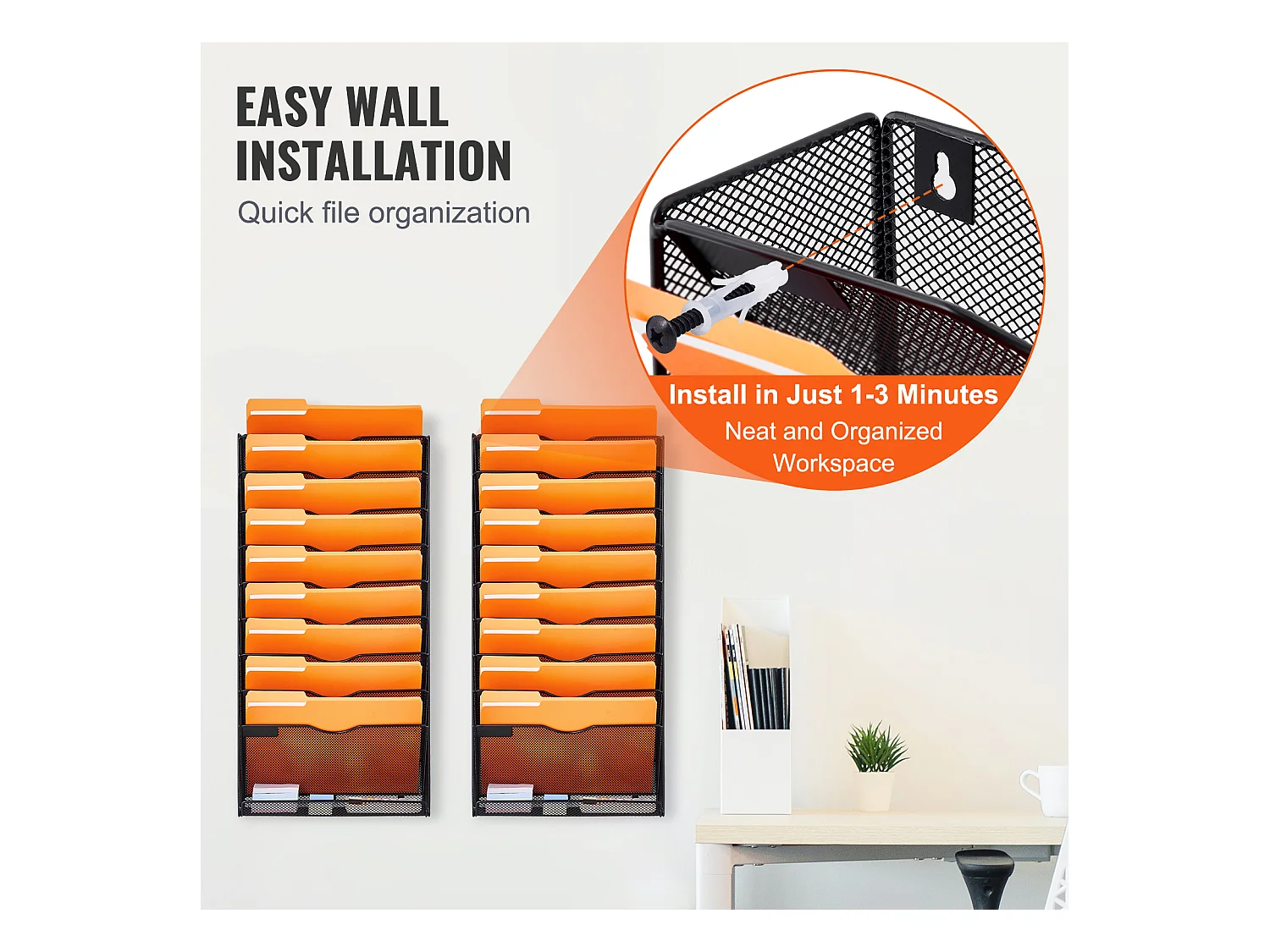 Wandsteun SucceBuy voor Nettenmapjes, 2 Stukken 10 Vakken voor Kantoor School, voor Documenten en Andere Kleine Voorwerpen