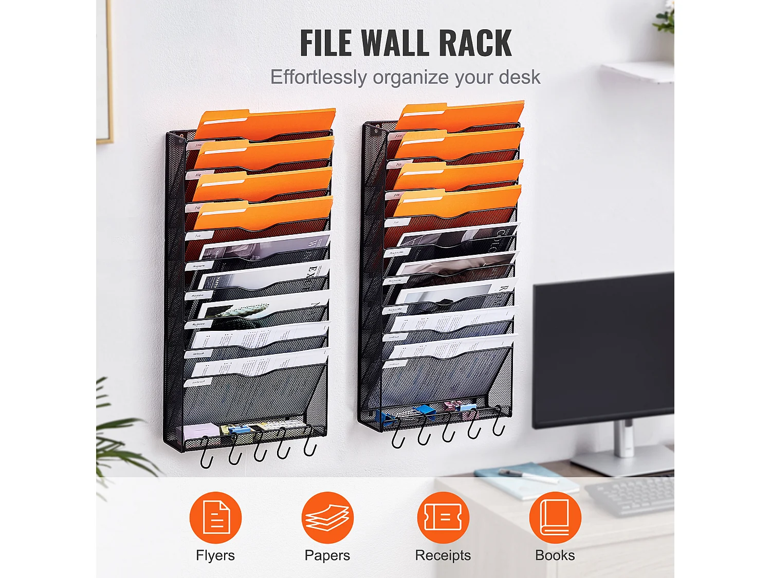 Support Mural SucceBuy pour Dossiers en Maille, 2 Pièces 10 Poches pour Bureau École