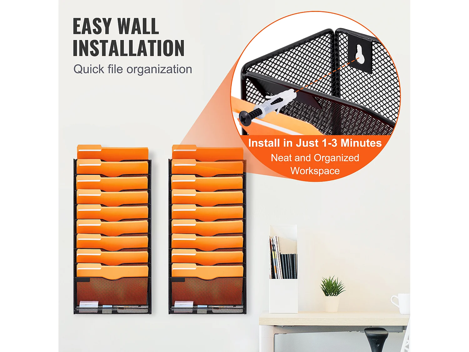 Support Mural SucceBuy pour Dossiers en Maille, 2 Pièces 10 Poches pour Bureau École