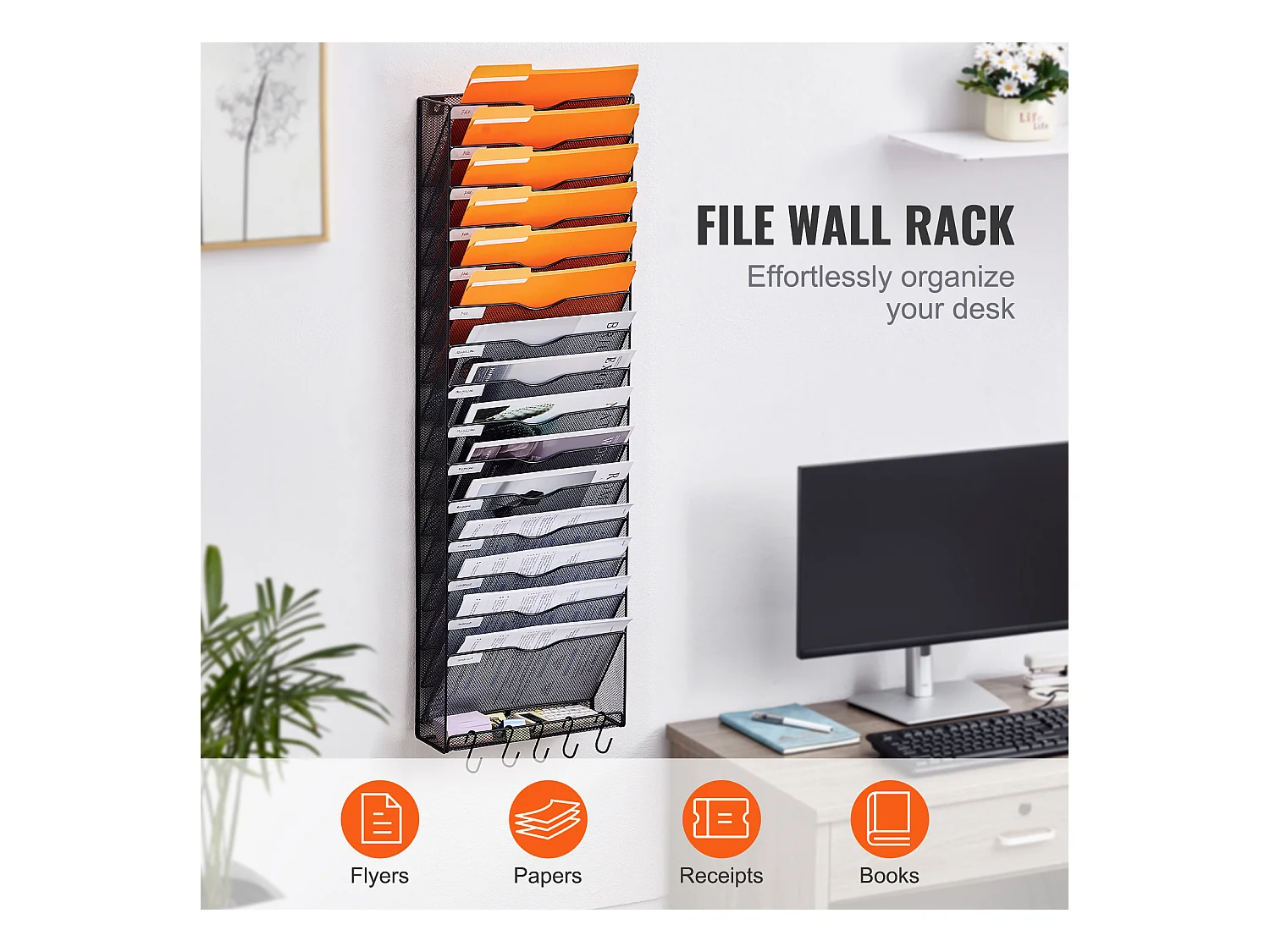 Support Mural SucceBuy pour Dossiers en Maille, 1 Pièce 16 Poches pour Bureau École