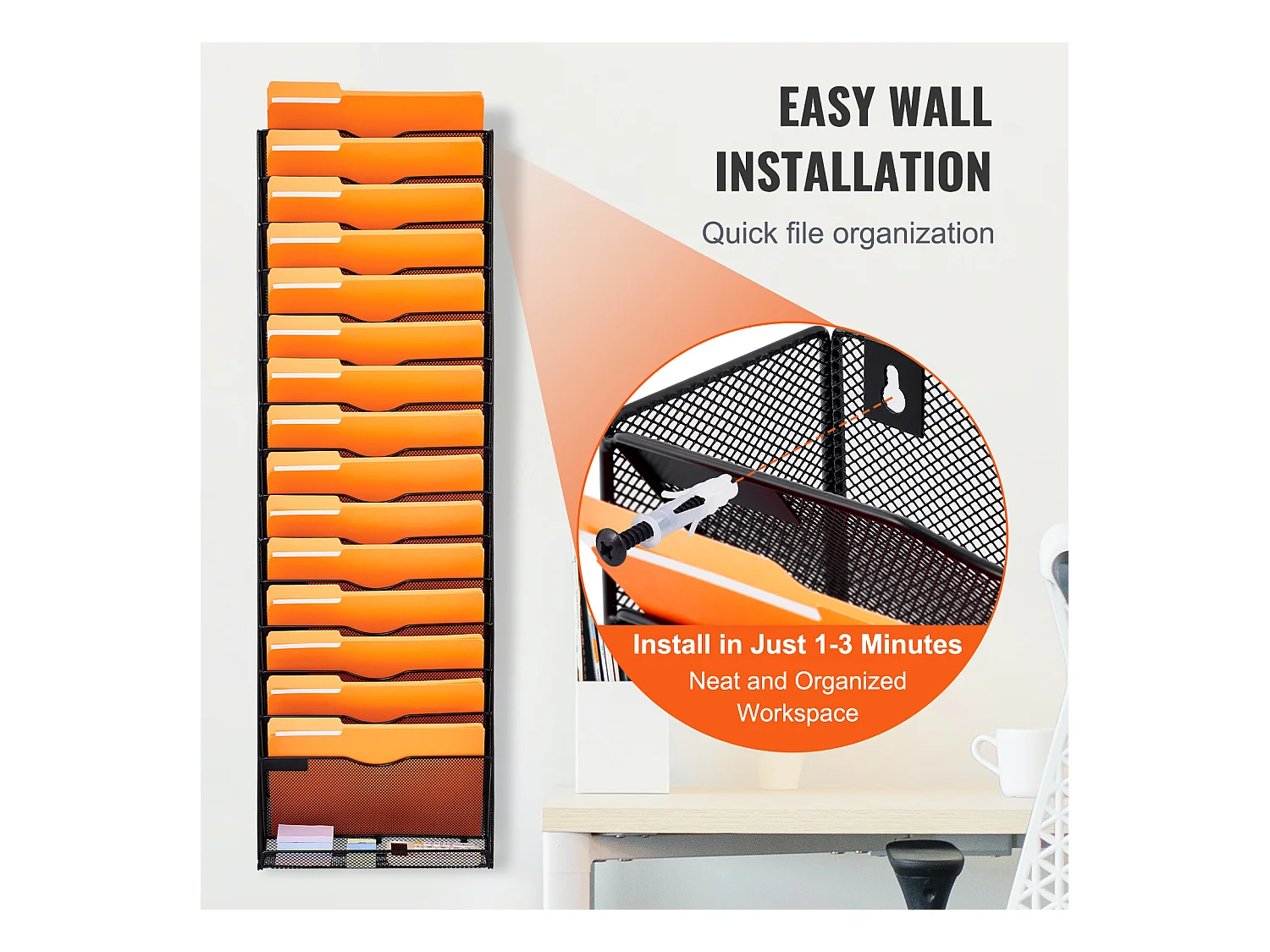 Support Mural SucceBuy pour Dossiers en Maille, 1 Pièce 16 Poches pour Bureau École