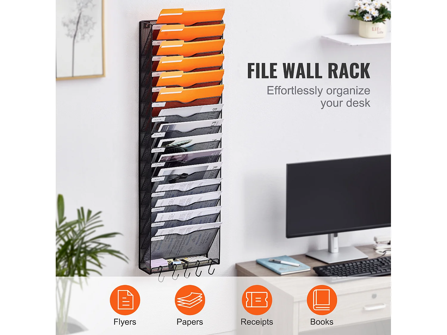 Support Mural SucceBuy pour Dossiers en Maille, 1 Pièce 16 Poches pour Bureau École