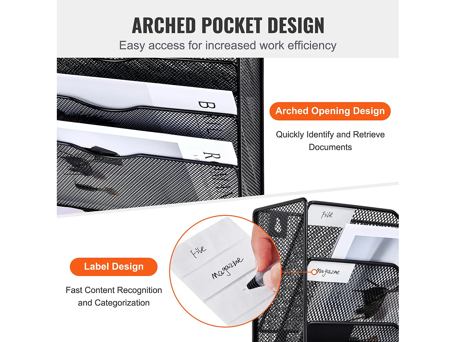 Support Mural SucceBuy pour Dossiers en Maille, 1 Pièce 16 Poches pour Bureau École