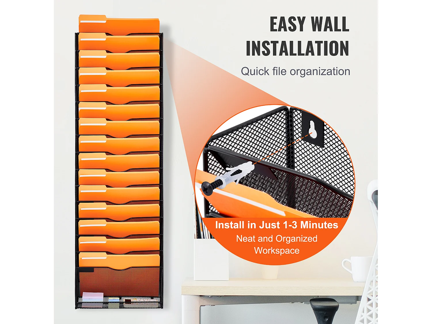 Support Mural SucceBuy pour Dossiers en Maille, 1 Pièce 16 Poches pour Bureau École