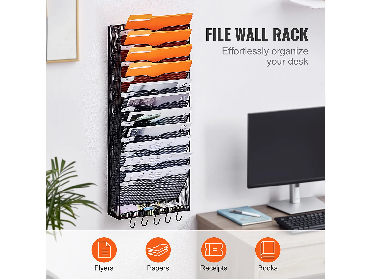 Support Mural SucceBuy pour Dossiers en Maille, 1 Pièce 12 Poches pour Bureau École