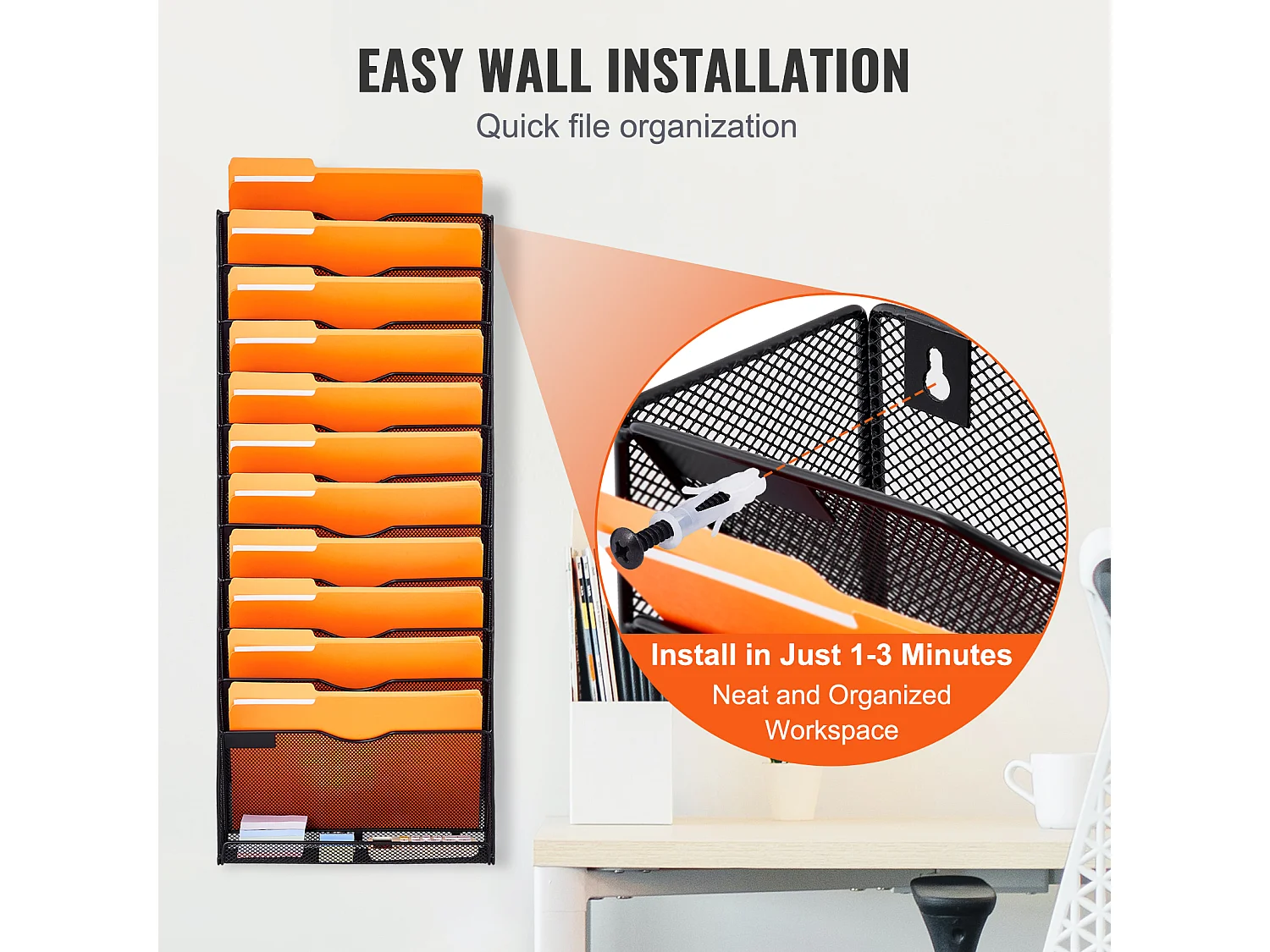 Support Mural SucceBuy pour Dossiers en Maille, 1 Pièce 12 Poches pour Bureau École