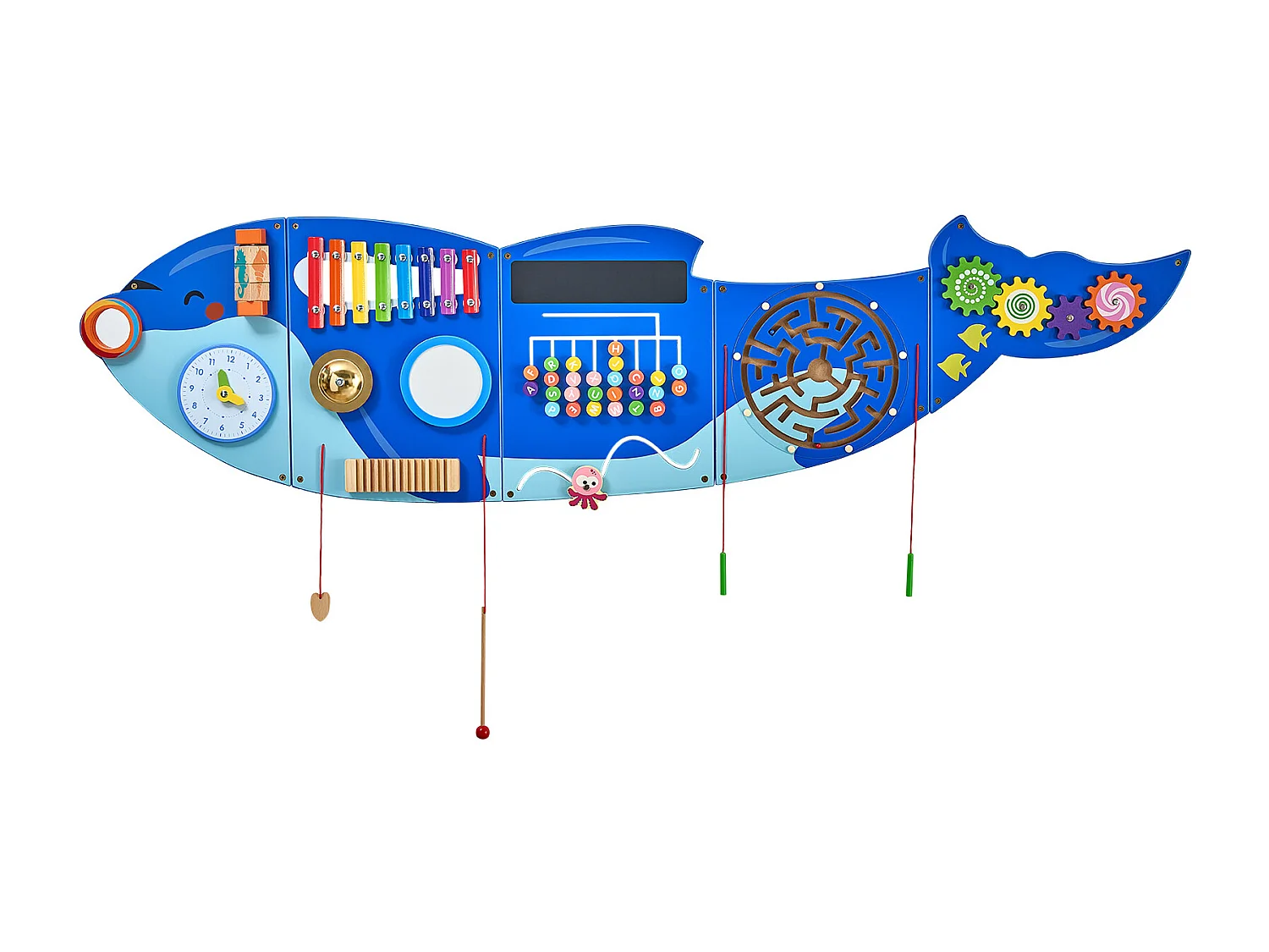 Tableau de Jeu Mural SucceBuy d'Activités Orca, Tableau de Motricité avec 12 Jeux, Jouet Mural Sensoriel Montessori pour Enfants de 3 à 12 Ans