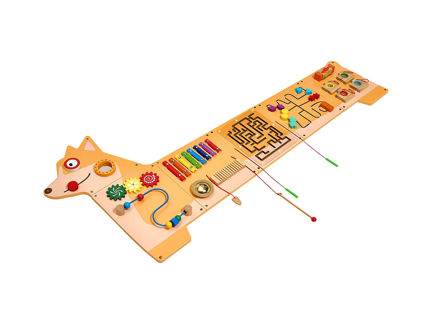 Muro de Actividades SucceBuy con Diseño de Cachorro – Panel de Juego con 12 Juegos de Motricidad, Juguete de Pared Sensorial Montessori para Niños de 3 a 12 Años